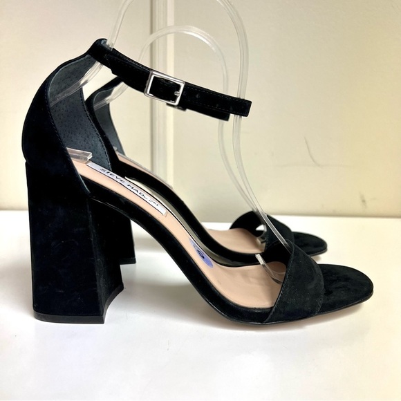 STEVE MADDEN Dillion essential Block-Heel Sandals black leather suede women 8.5 - Picture 5 of 11